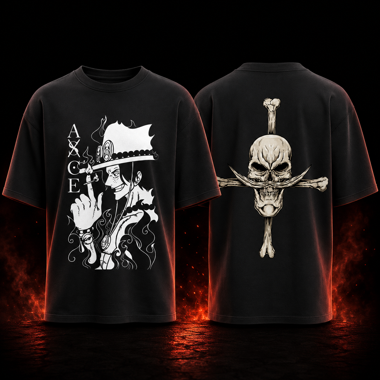 One Piece Fire Fist Ace Oversized Standard T-Shirt